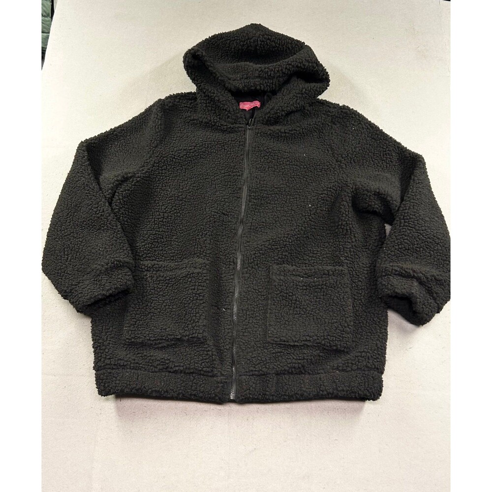 Sugar Thrillz Womenโs Sherpa Heavy Thick Hooded Coat Black 1x